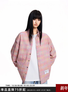 【Achock官方店】美式街头格纹泡泡纱衬衣潮牌新款长袖衬衫上衣男