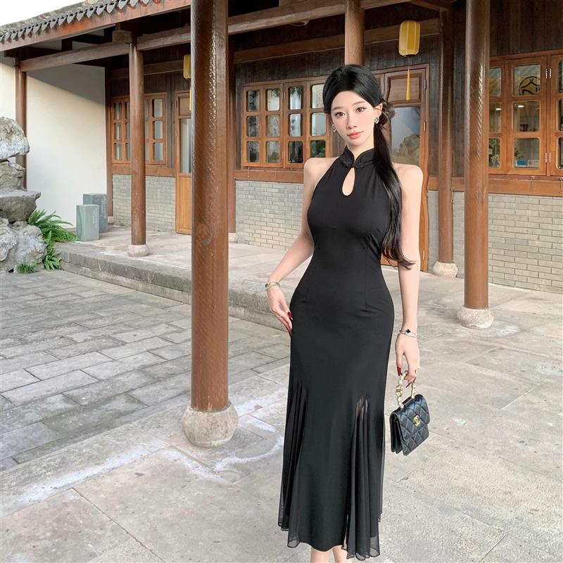复古国潮高级感轻熟御姐风新中式改良无袖旗袍年轻款鱼尾连衣裙女