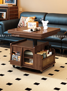 可移动升降实木边几茶几小户型客厅多功能小推车餐桌两用沙发边柜