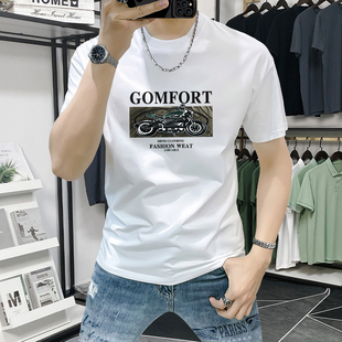 夏季 t恤2024新款 潮牌男装 时尚 衣服品质圆领T 男士 休闲印花半袖 短袖