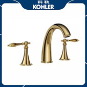科勒KOHLER全铜枪灰色冷热水双把三孔分体台盆面盆洗手盆水龙头