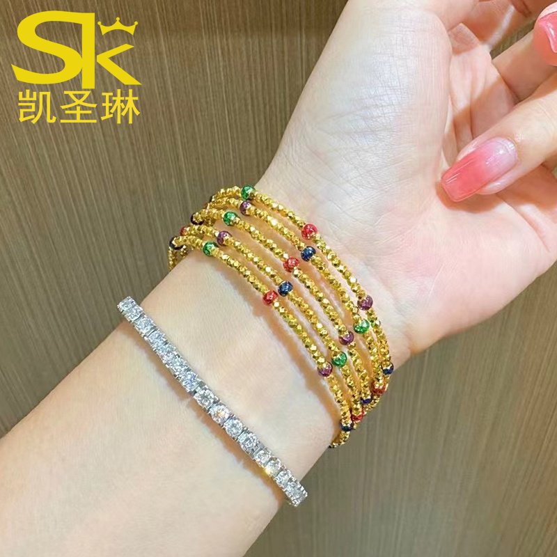 999足金珐琅彩蹦迪手镯