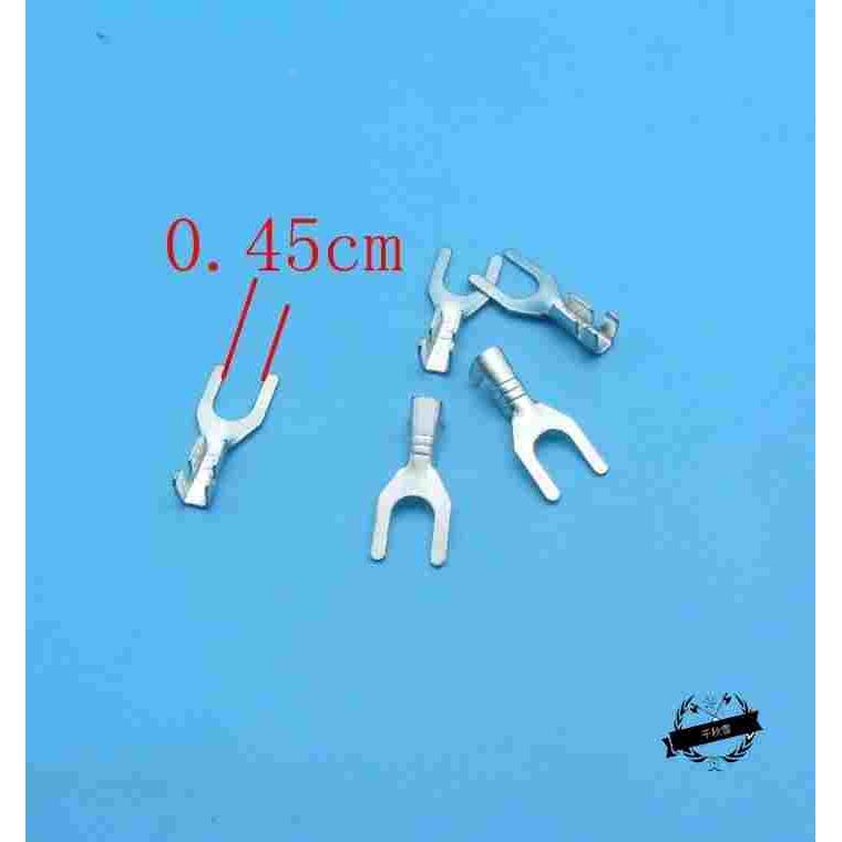 U形铜鼻子 镀银接线端子 冷压裸端头 线耳压片 V型连接线压线端子