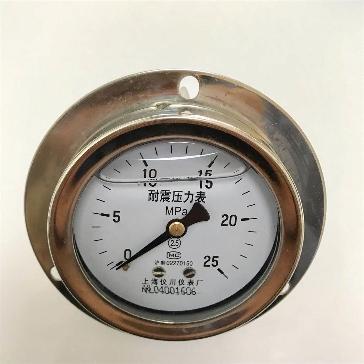 上海仪川 轴向带边耐震压力表 YN-60ZT 25mpa 直径60 螺纹ZG1/4
