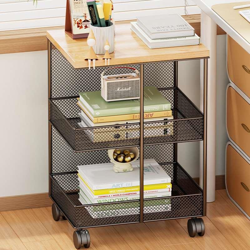 家用多层书籍整理架子办公室工位收纳神器小推车置物架桌边置物架