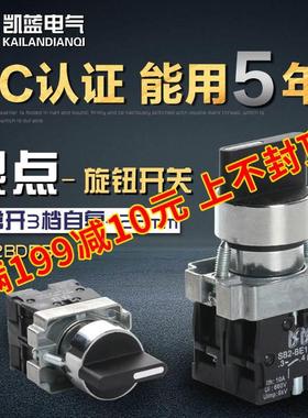 按钮开关XB2-BD53C BD45C三档二档旋钮开关自复位22mm 2常开