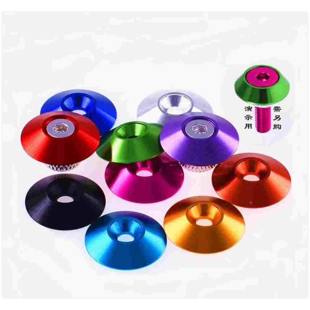 M2M2.5M3M3.5M4M6铝合金彩色伞形垫圈凹型锥形装饰凹槽大垫片垫圈
