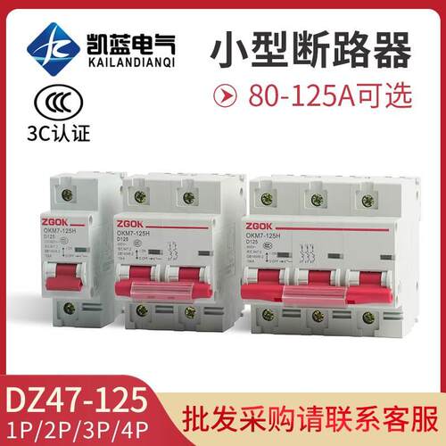 家用空气开关DZ47-100A 1P 2P 3P 4P100A125A D型空开小型断路器