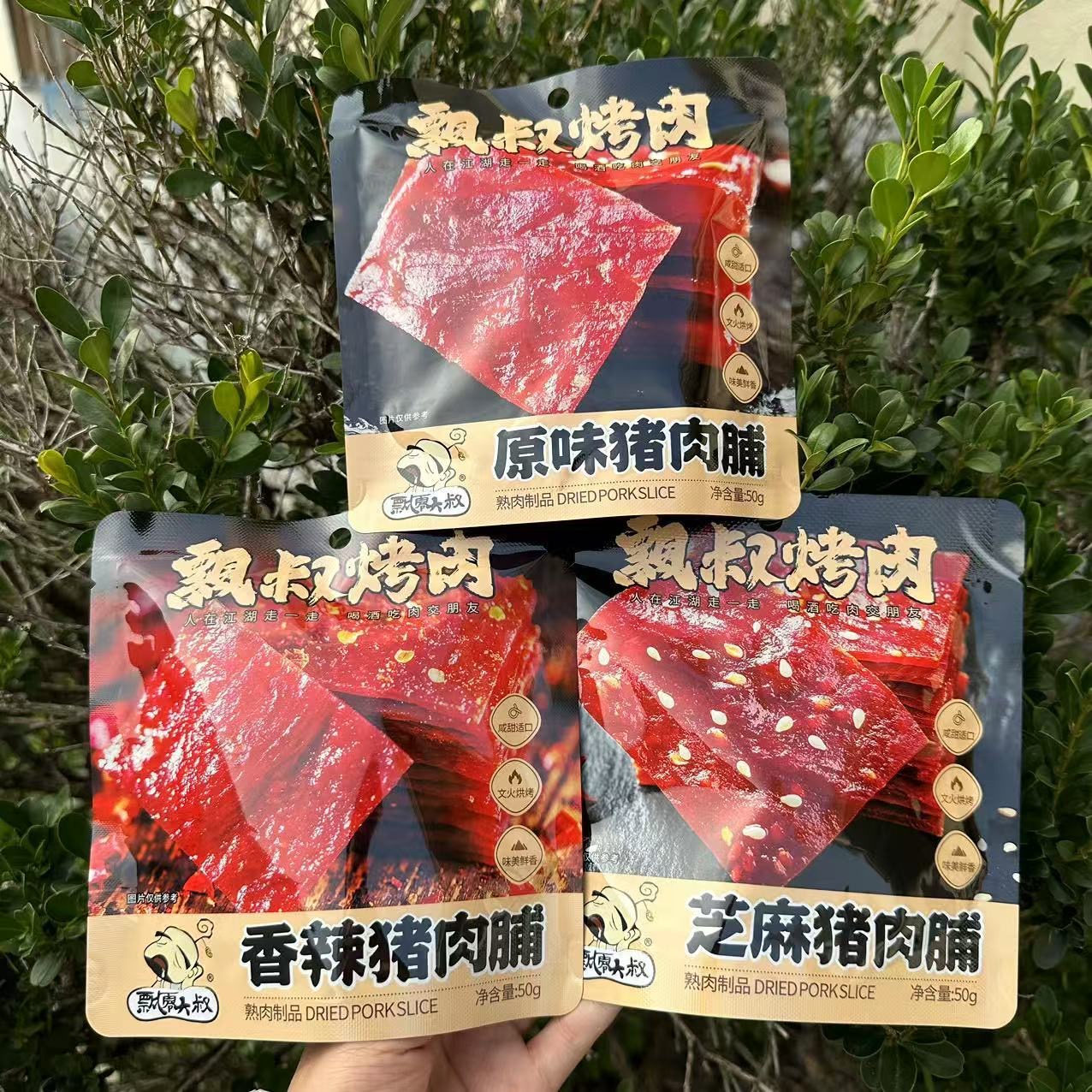 飘零大叔猪肉脯5袋50g原味香辣芝麻手猪肉脯办公休闲网红零食特产