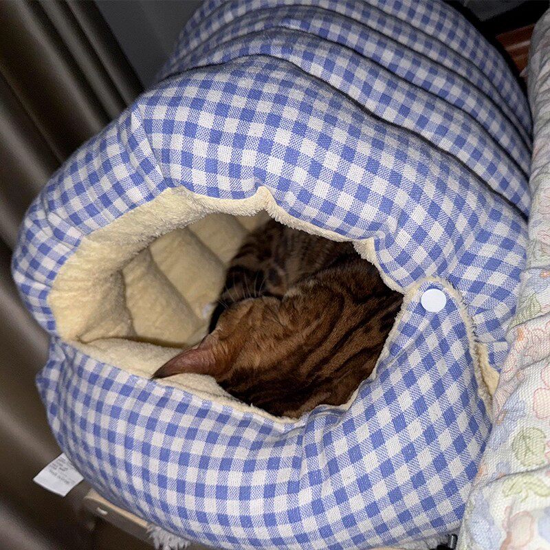 冬季猫窝保暖封闭式安全感冬天可拆洗睡袋垫子加绒加厚小型狗窝床