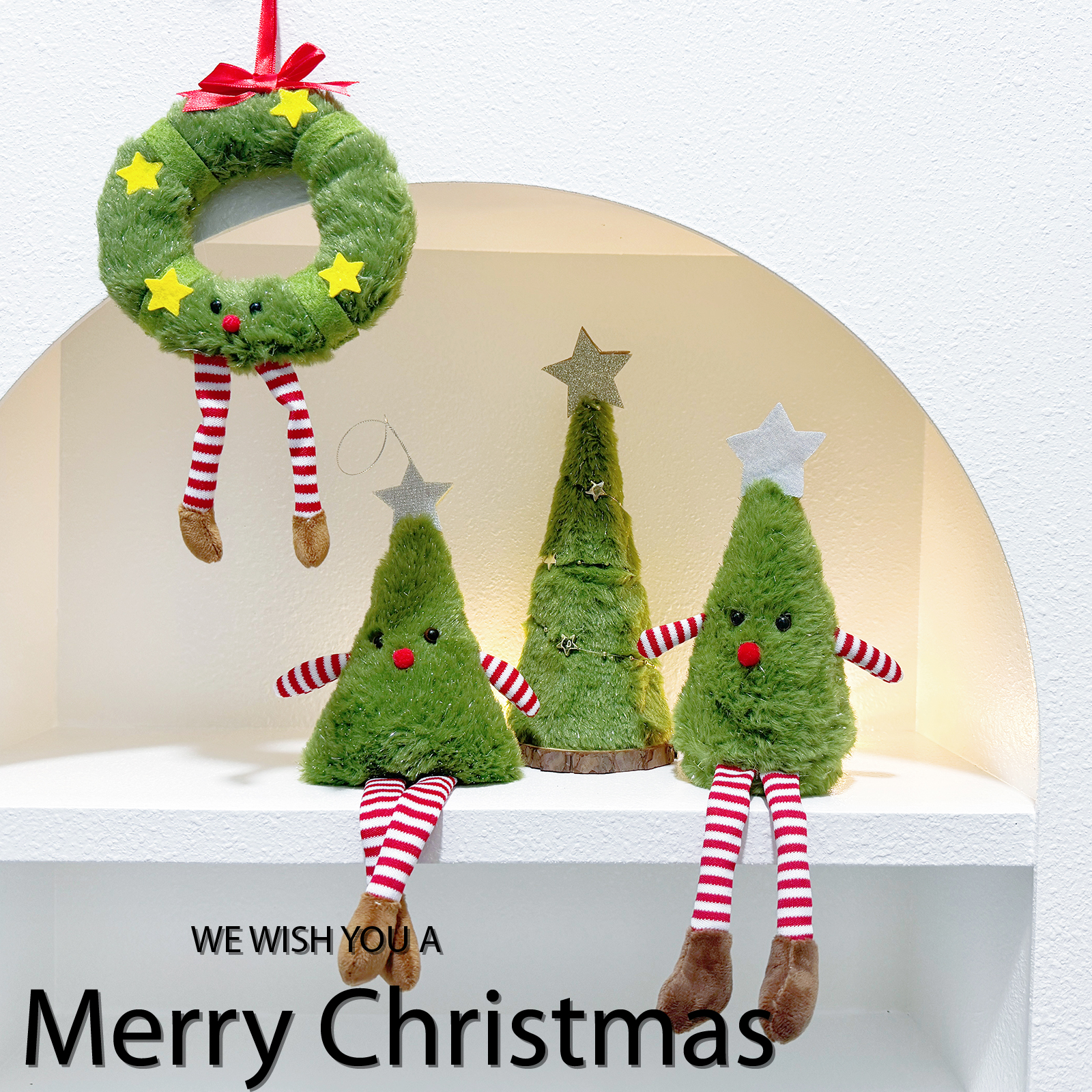 圣诞节装饰品花环精灵圣诞树装饰挂件布艺姜饼人娃娃汽车挂件礼物