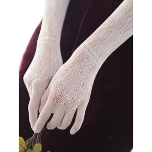 lolita复古高级感长款蕾丝手套性感白丝手袜修女lo娘手袖臂套cos