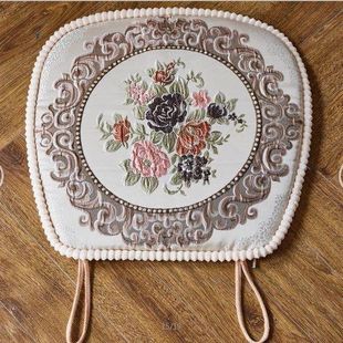 欧式刺绣坐垫椅垫高档加厚田园布艺餐桌椅子坐垫可拆洗凳子垫椅垫
