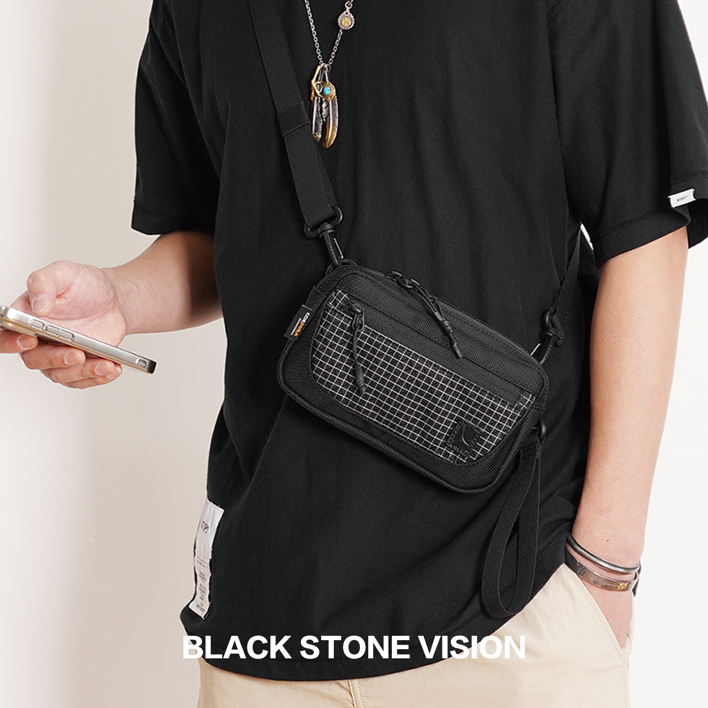 cordura考杜拉弹道尼龙迷你小背包时尚格子纹男女通用手机斜挎包