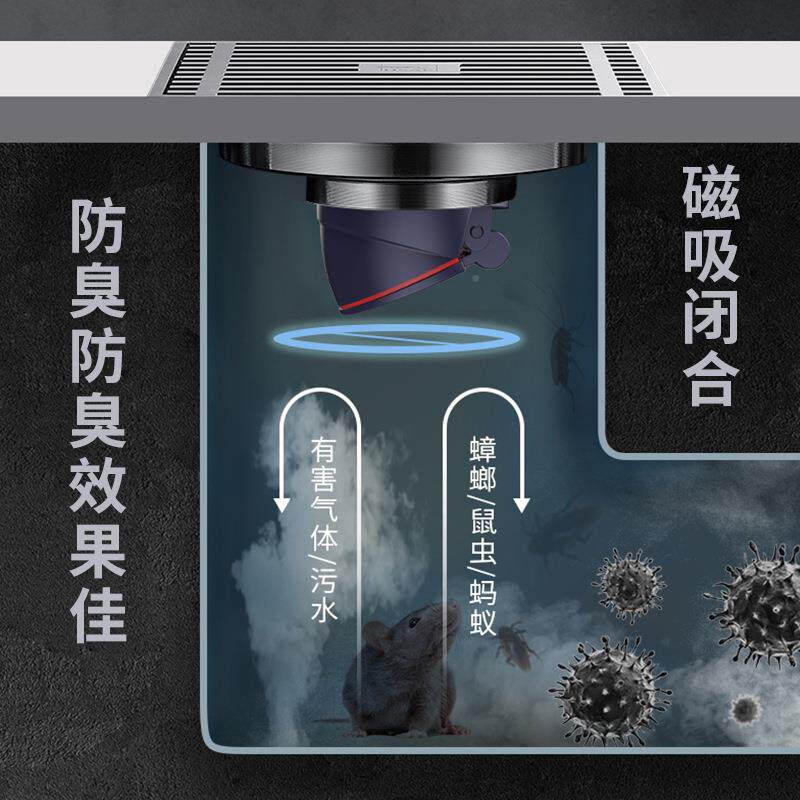 304不锈钢卫生厚间防臭 浴室洗衣4寸不锈机大流量加防漏堵地地漏