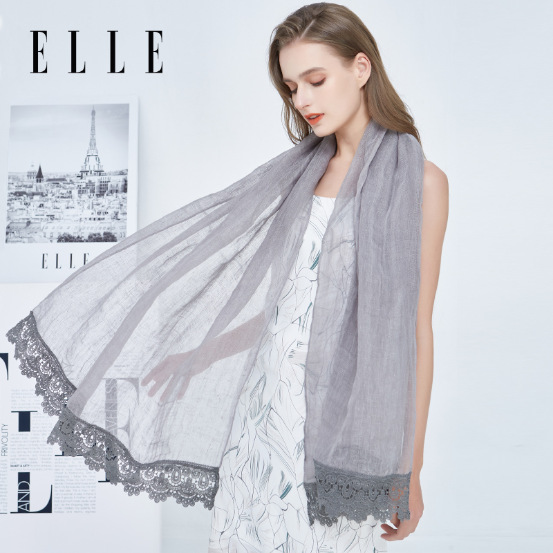 ELLE法式时尚优雅薄款围巾女春夏