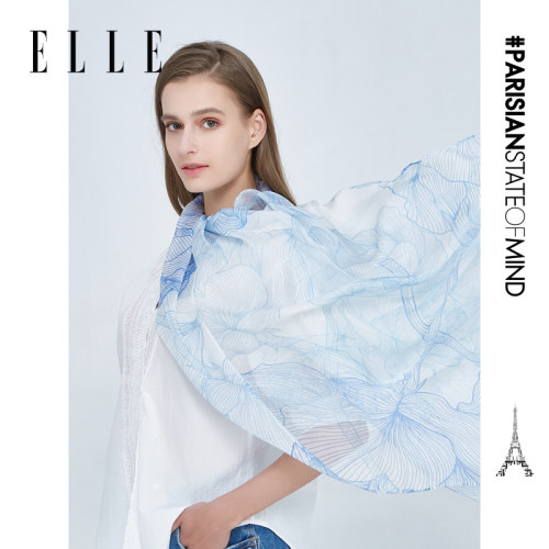 ELLE春季女士真丝丝巾