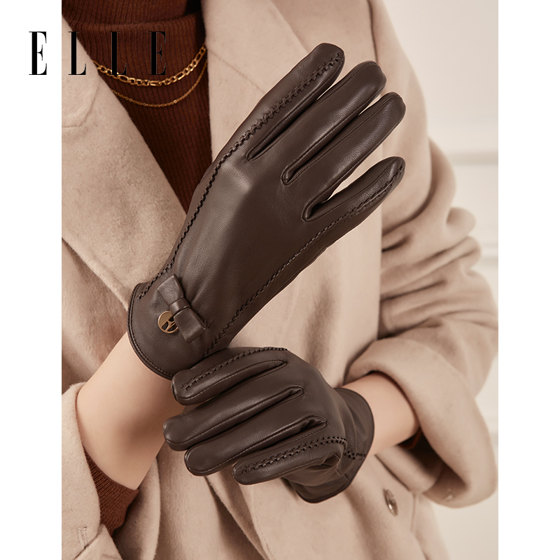 ELLE女士真皮分指手套礼盒装