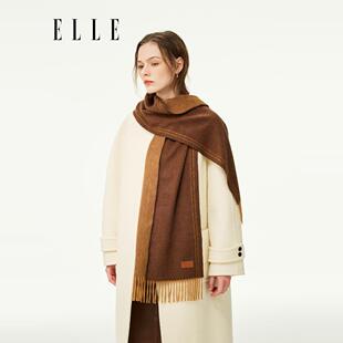 ELLE100%山羊绒围巾女士秋冬季户外保暖送礼礼盒装时尚百搭围脖