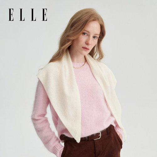 ELLE秋冬羊毛保暖护肩三角巾