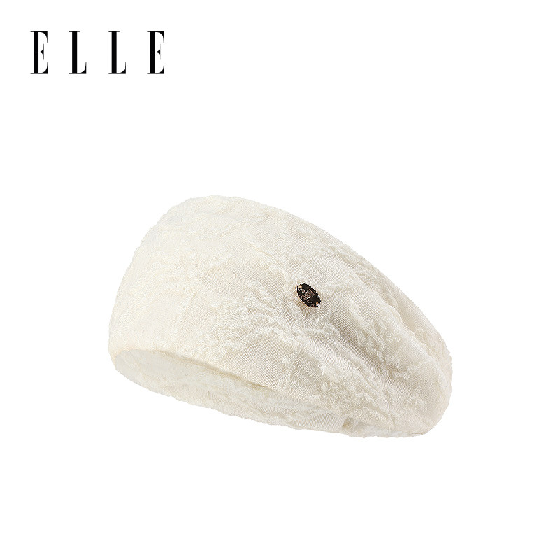 ELLE蕾丝发带羊毛头巾女生春秋季时尚造型感包头帽子发箍小众两用