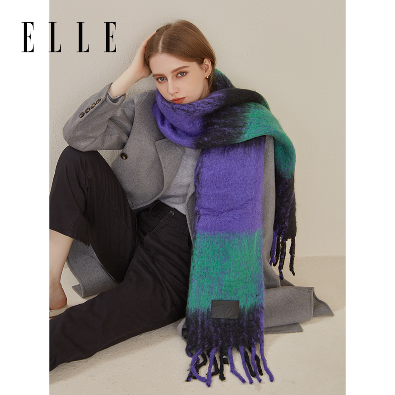 ELLE仿羊绒围巾女士冬季