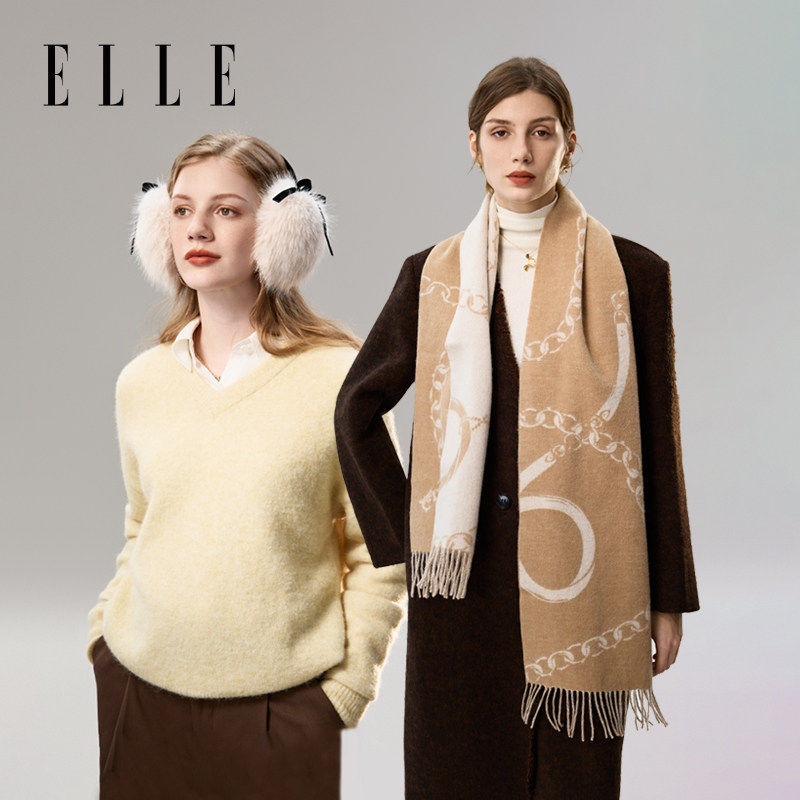 【所有女生的衣橱直播间】ELLE羊毛围巾/毛绒耳罩/手套女冬保暖,服饰配件/皮带/帽子/围巾,围巾/丝巾/披肩,淘宝优惠券,粉丝福利购,淘宝优惠卷