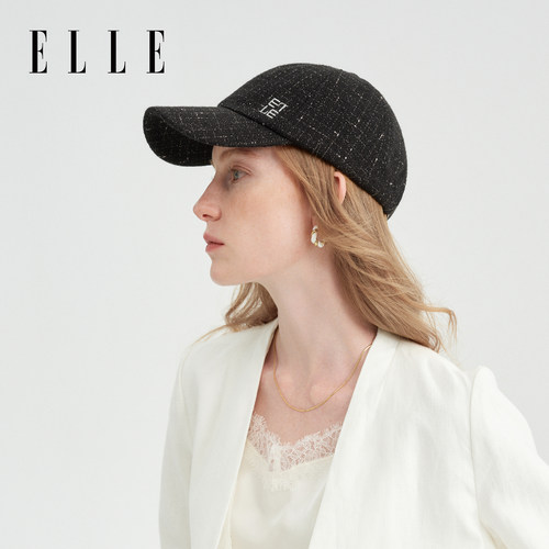 ELLE小香风毛呢棒球帽显脸小