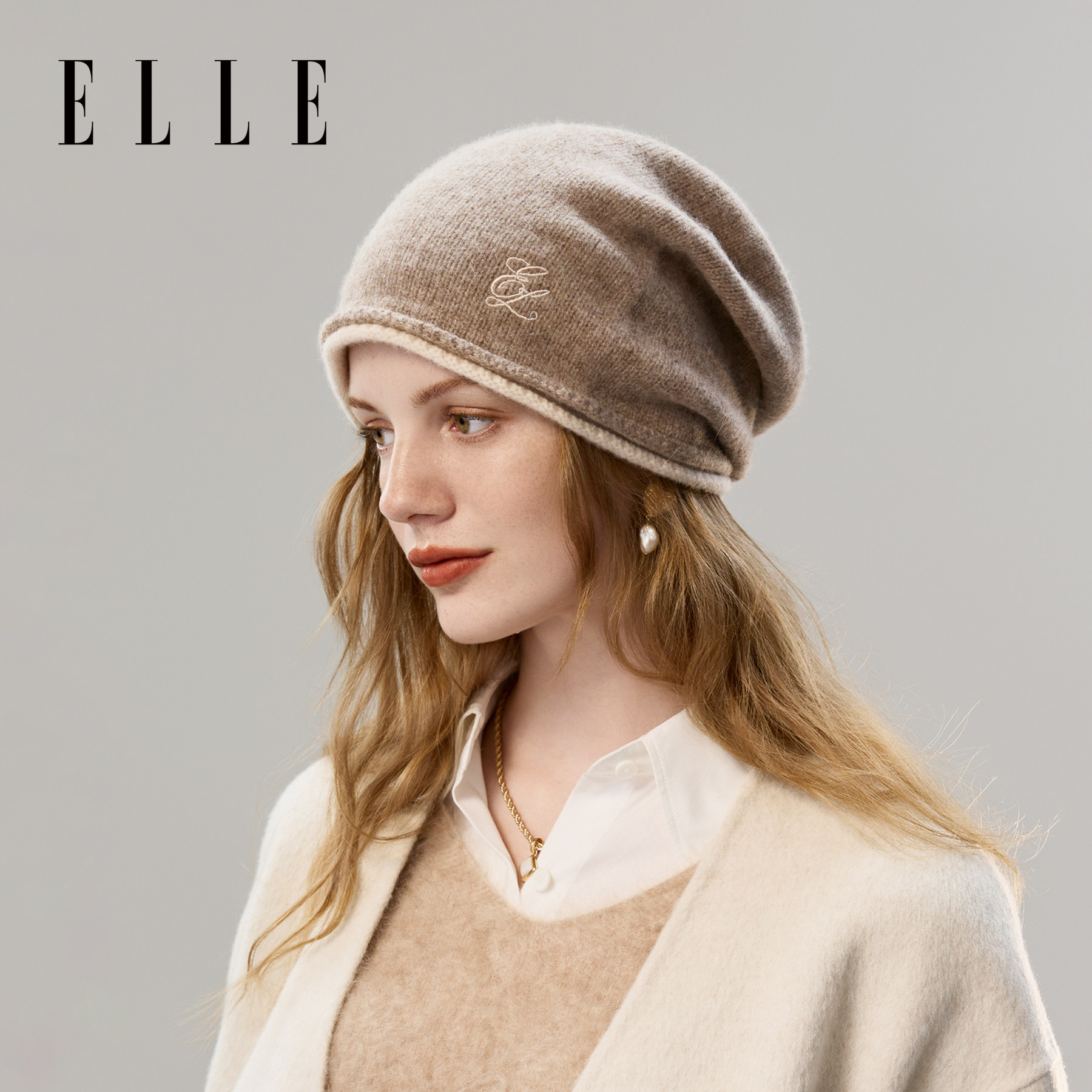 ELLE100%绵羊毛针织帽女秋冬季户外保暖时尚百搭护耳堆堆帽毛线帽,服饰配件/皮带/帽子/围巾,帽子,淘宝优惠券,粉丝福利购,淘宝优惠卷