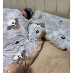 卡通小狗牛奶绒夹棉加厚床盖式 四件套不掉毛可机洗被套床罩