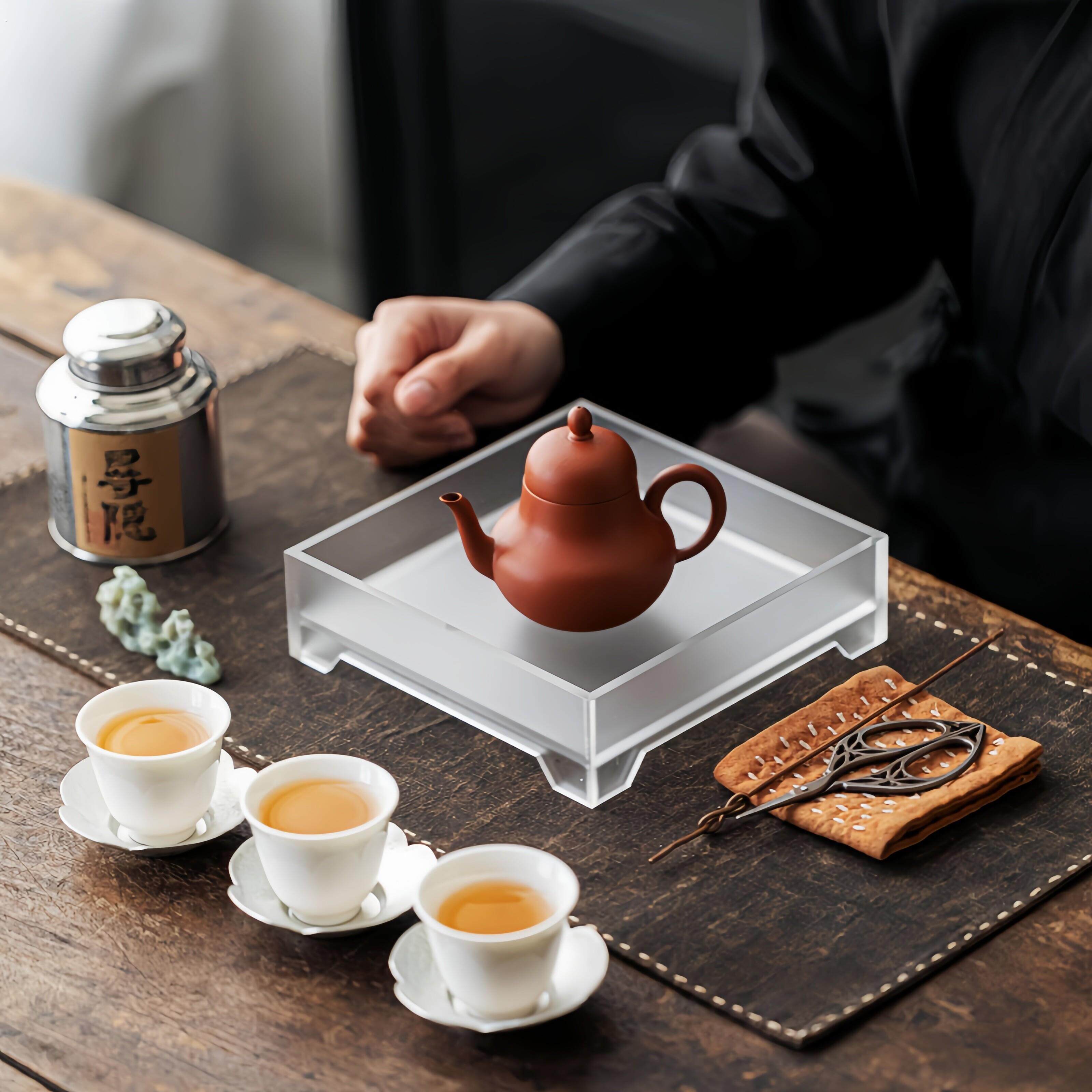透明亚克力茶盘壶承放茶具杯子收纳托盘干泡台功夫茶配件家用架子
