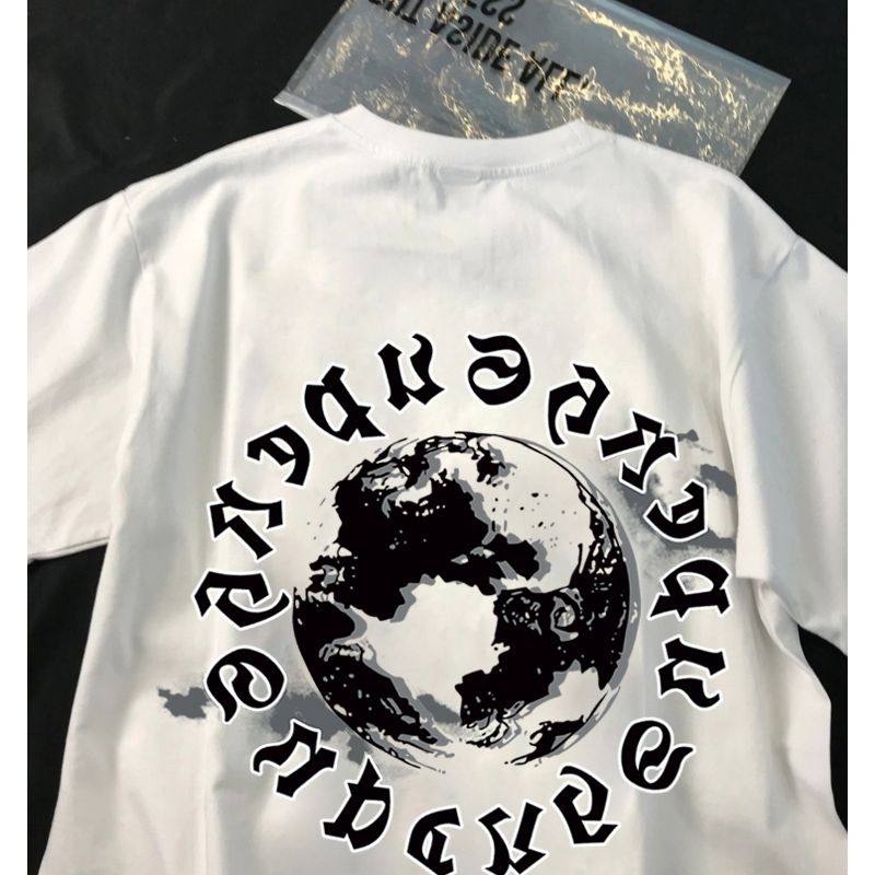 oversizet国潮牌设计字母白色短袖t恤宽松圆领套头情侣内搭打底衫