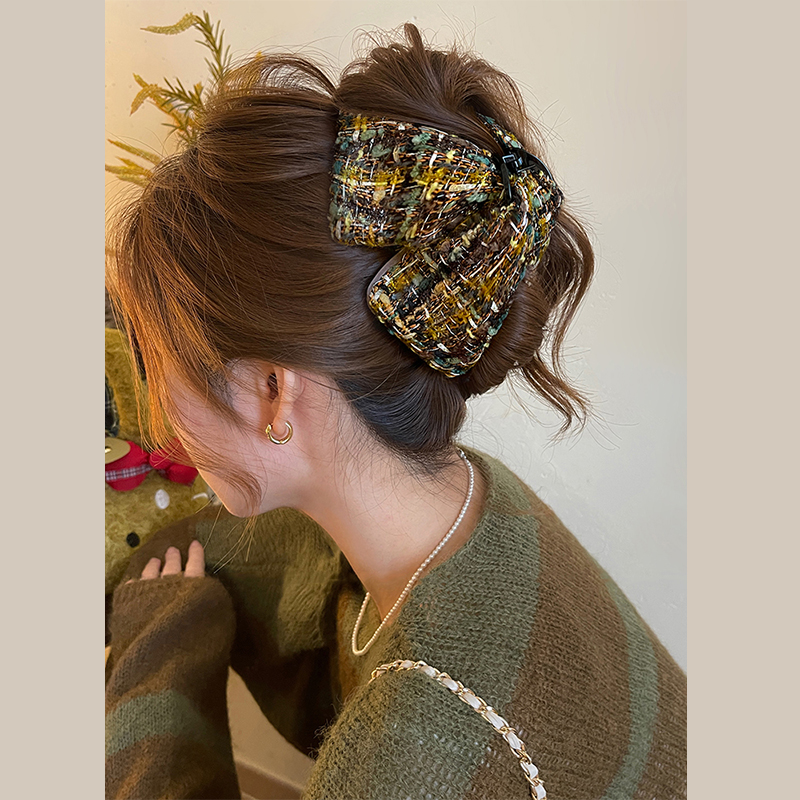 Lastkiss撞色三角抓夹女复古发量