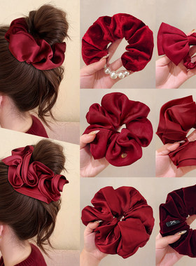 Lastkiss红色大肠发圈女日常时尚新年本命年头绳低马尾丸子头发饰