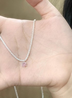 波光粼粼满天星项链粉钻吊坠