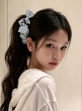 灰色波点蝴蝶结香蕉夹女2026新款