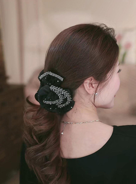 Last kiss 黑色蝴蝶结抓夹2025新款欧根纱发夹女蓬松显发量鲨鱼夹