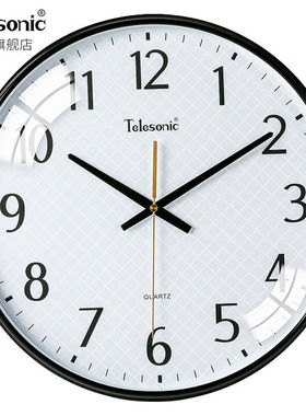 天王星创意时尚简约钟表客厅时钟扫秒机芯挂钟Q3644-3黑色