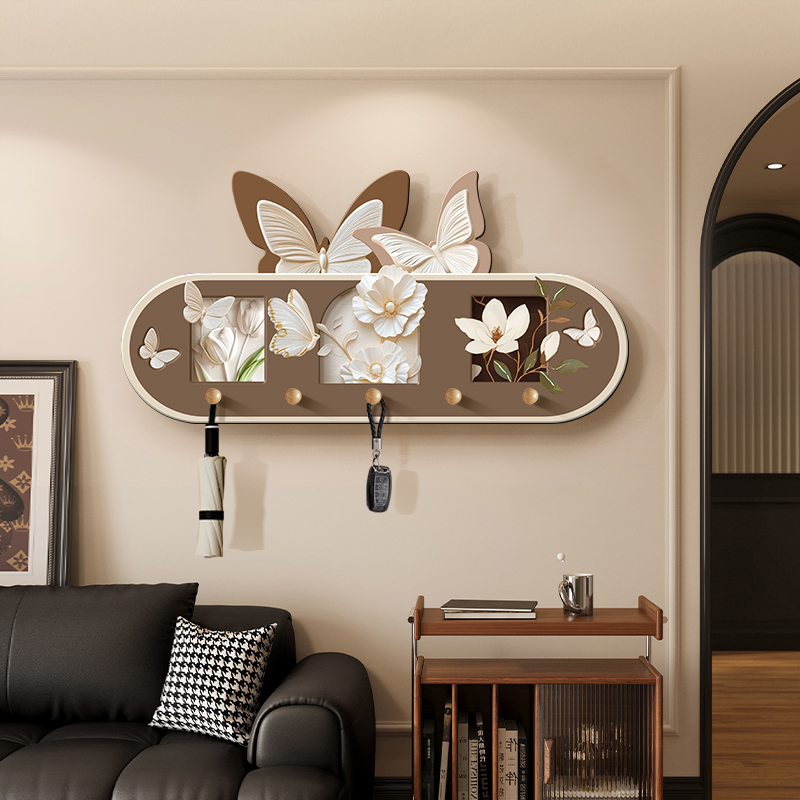 法式覆古入户客厅玄关洞洞板挂衣架一体式不占空间门后挂钥匙挂钩