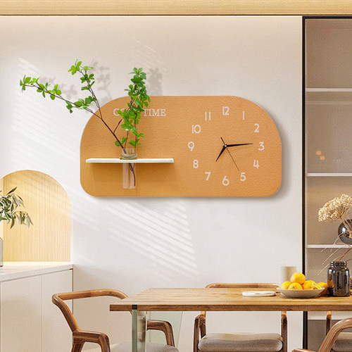 创意新款客厅挂钟水培绿植装饰钟表挂墙高级感立体砂岩壁饰钟表画