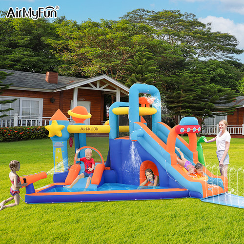 AirMyFun喷水充气城堡蹦蹦床滑梯