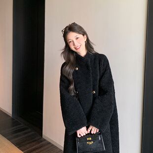 时尚新款羊剪绒皮毛一体仿皮草长款毛毛外套女2026秋冬羊羔毛大衣