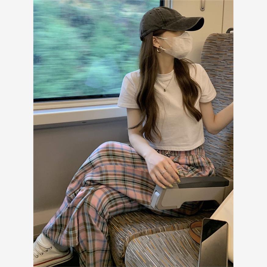 运动套装女夏季ins潮学生韩版宽松时尚短袖长裤休闲两件套跑步服