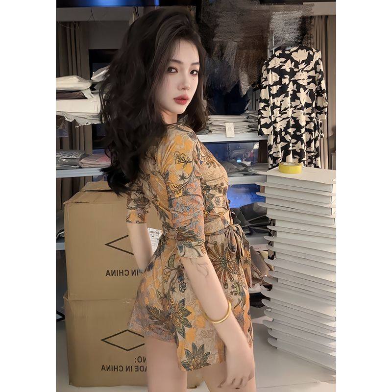 法式新款复古女人味印花