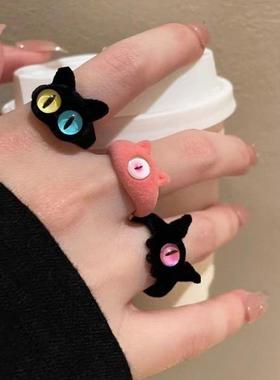 戒指单人戒指女学生党有设计感的戒指独特漂亮戒指大眼仔怪兽戒指