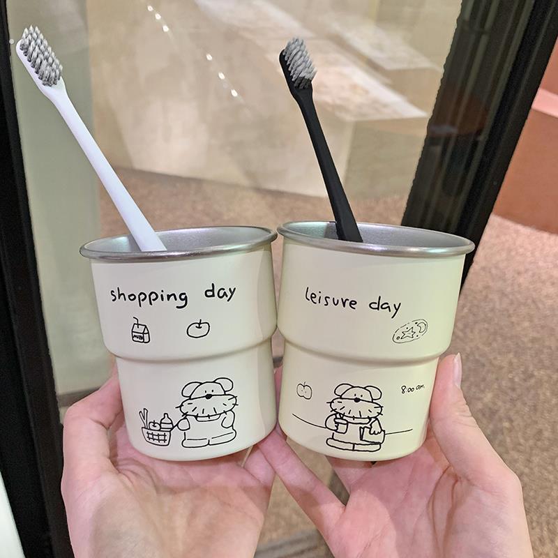 可爱漱口杯儿童304不锈钢防霉家用一家四口洗漱水杯情侣牙具牙缸