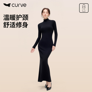 曲线主义长袖连衣裙2025秋季新款流行包臀裙新款修身显瘦半高领女 曲线主义长袖连衣裙2025秋季新款流行包臀裙新款修身显瘦半高领女
