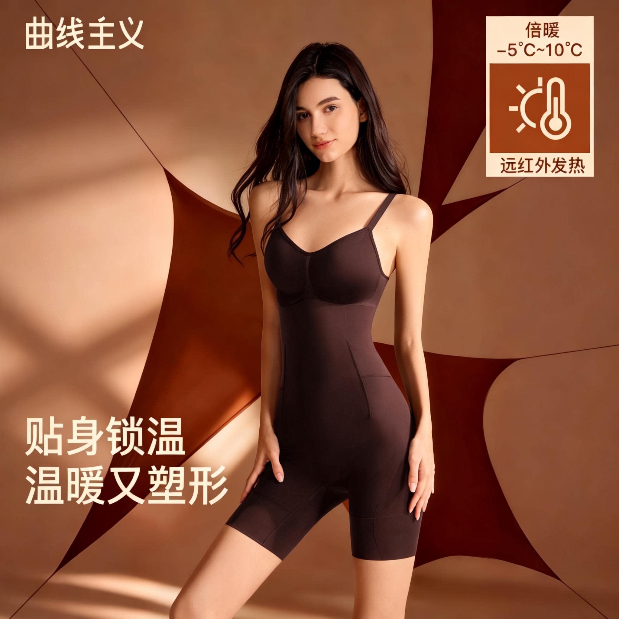 曲线主义黑巧连体塑身衣2026新款收腹提臀美体显瘦塑形紧身内衣女