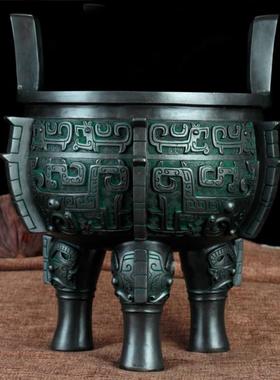 铜艺铺 仿古纯铜入己鼎摆件 青铜鼎办公室装饰品铜鼎工艺品仿古聚