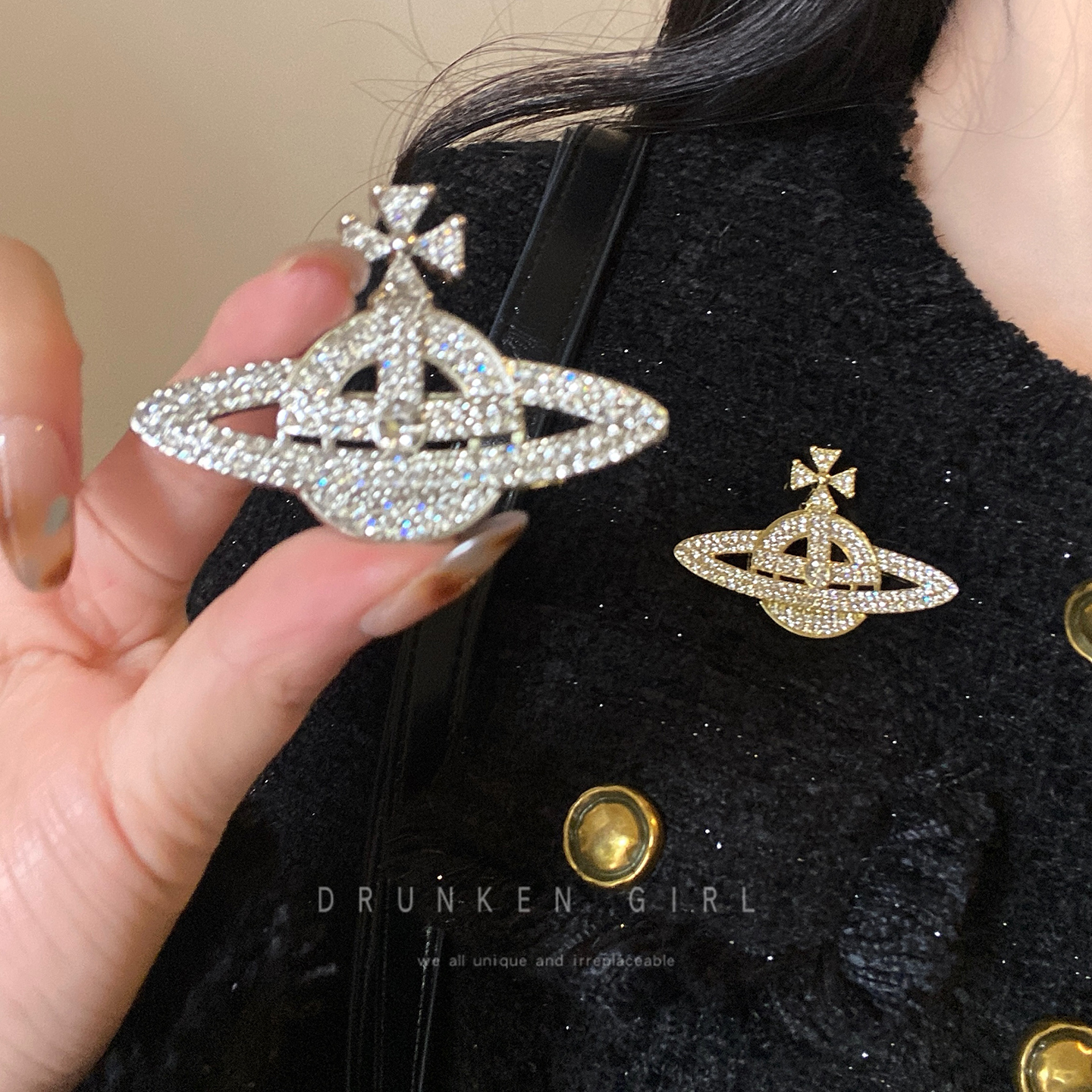 闪锆西太后土星胸针女轻奢高级